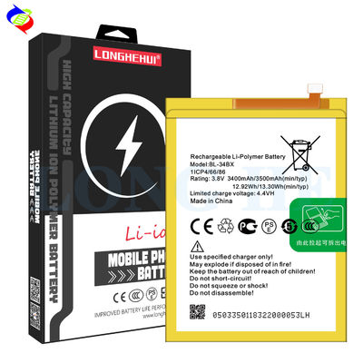 BL-34BX インフィニックス スマート 2 HD X609 3.8V 3500mAh 白色デザインのリチウムイオン電話バッテリー