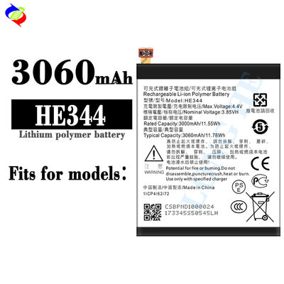 3060mAh HE344 ノキアのスマートフォン用 リチャージ可能なリチウムポリマー携帯電話バッテリー