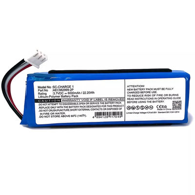 AAA 6000mAh 容量 交換 リポリマー AEC982999-2P スピーカー バッテリー JBL-CHARGE 1